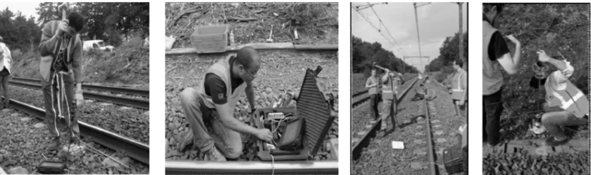 Figure 7: Test campaign carried out on the Vierzon site, (a) Panda 3®, (b) geo-endoscopic tests, (c) MASW and  (d) dynamic load plate test [13]