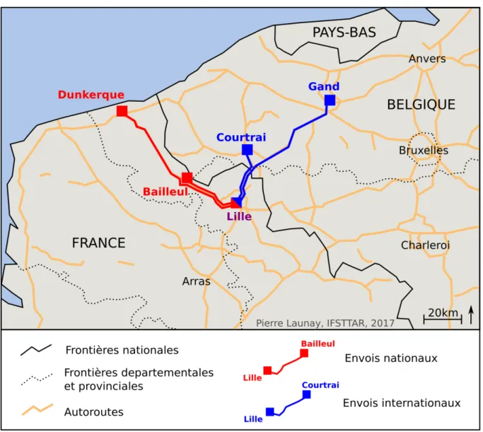 Figure 11 : Envois nationaux et internationaux au départ de Lille (Nord) 