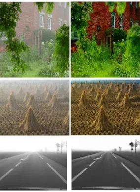 Figure 2.39 – De gauche ` a droite : image originale et image restaur´ ee par [Ta- [Ta-rel 2009]