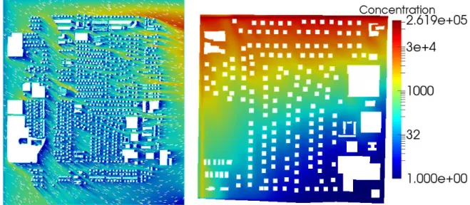 Figure 0.8 – Wind field corresponding to conditions over Fresno on April 1, 2001 (left).