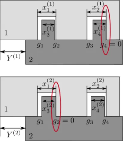 Figure 2: Two worst configurations of gaps in a 1D mechanism. The goal is to find the maximum value of Y 