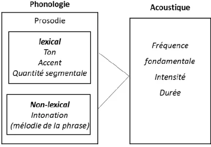 Figure 3:Niveau d’analyse et distinction entre ton, Intonation et Prosodie (Hirst &amp; Di Cristo, 1998) 