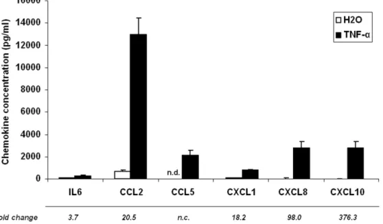 Figure 1. TNF-a induces chemokine secretion in the culture medium of human adipocytes