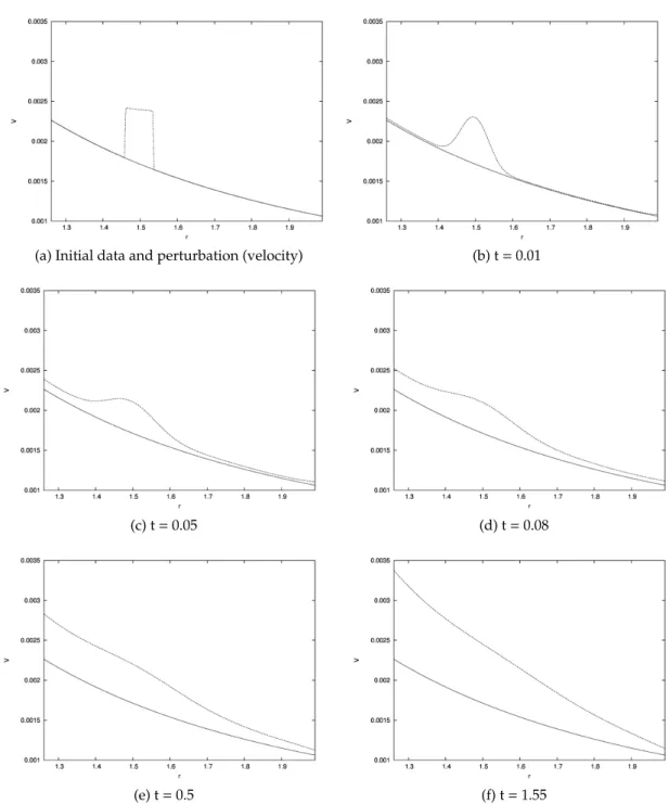 Figure 5.3. Late–time behavior of a perturbed steady solution.
