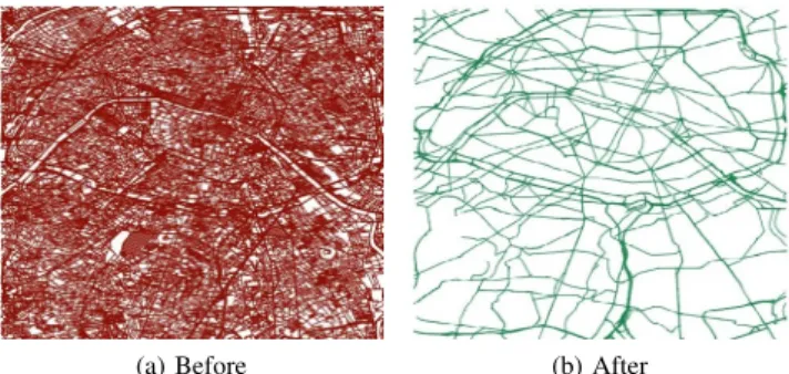 Fig. 2: OSM map before preprocessing stage Fig (a) and after preprocessing stage Fig (b)