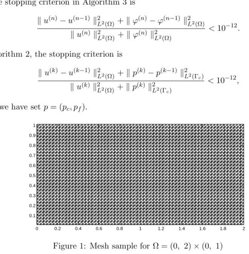 Figure 1: Mesh sample for Ω = (0, 2) × (0, 1)