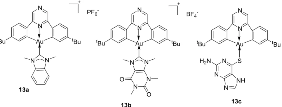 Fig 1.3.5 Au(III)- NHC complexes reported by Che and co-workers. 