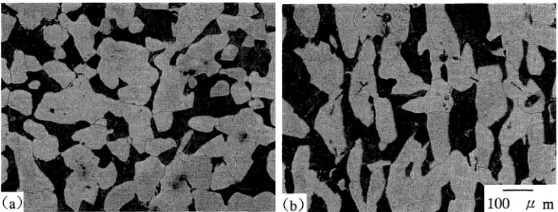 Figure 1.9 Microstructures of Fe-0.4C alloy during continuous slow cooling from γ to α  transformation under 10T magnetic field (The field direction is vertical) [36].