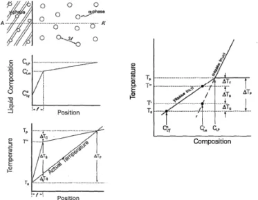Figure 1-6 The ΔT G , ΔT s  and ΔT c  undercooling components at the interface of the 123 crystal  growth front [1.15] 
