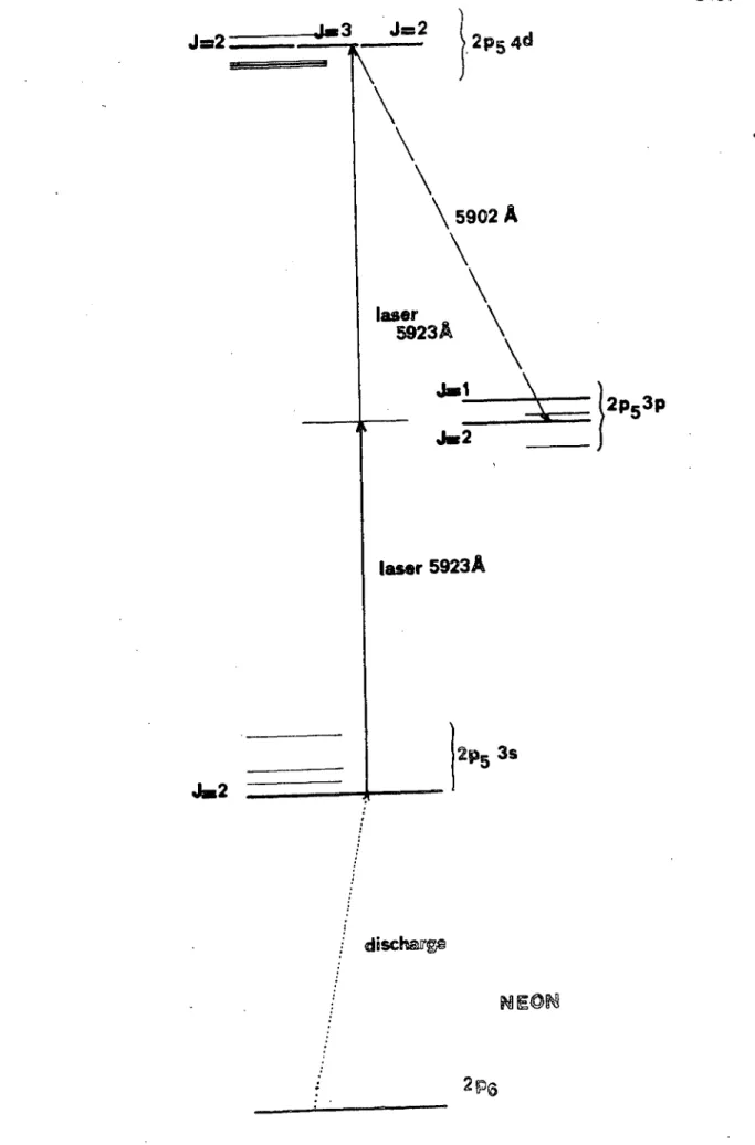 Figure  VI-1  Diagramme  simplifié  des  niveaux  du  Néon  intervenant  dans  les