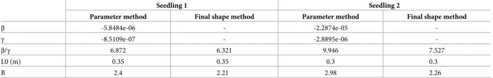 Table 1. Values of gravitropic (β) and proprioceptive (γ) sensitivities (SI unit) and B determined with AC model phenotyping with the “parameter model method”