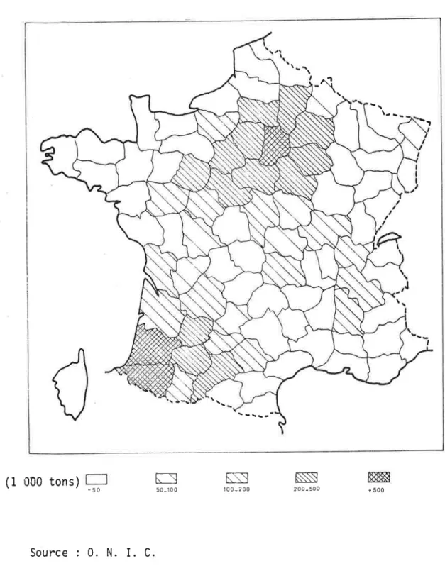 Figure  3.3  -  Map  of  feed  grains  production  in  1974