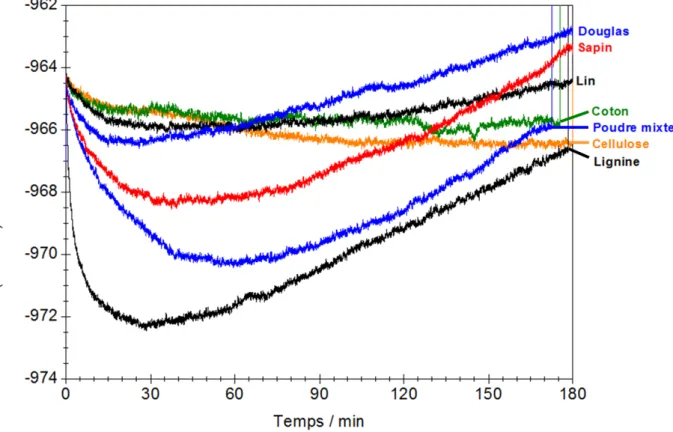 Figure II-4 : Evolution de la pression dans le réacteur pendant la fluoration des fibres 