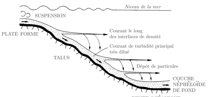 Fig. 1.10  Illustration de la couche néphéloïde de fond : Les tempêtes, remuant les sédiments non conso-