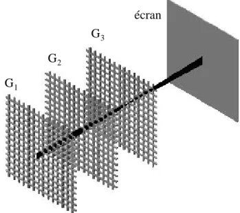 Figure II-1-8 : Modélisation du système optique à trois grilles.