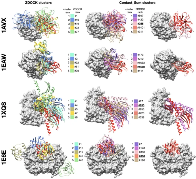 Figure  4.  Examples  of  successful  combination  of  ZDOCK  clusters  and  consensus-based  clusters
