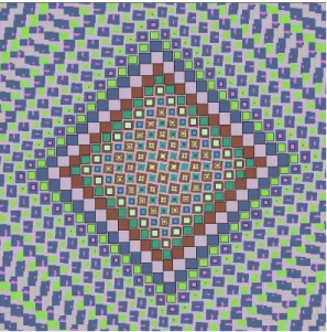 Figure 11: Colour plot of basins of attractions in the square [0.425, 0.575] 2 for the negative 2-circuit for a = 0.99 and T 1 = T 2 = 1 2 – obtained from a numerical simulation