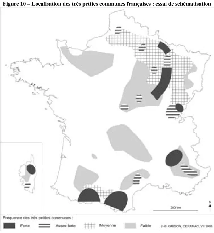 Figure 10 – Localisation des très petites communes françaises : essai de schématisation 
