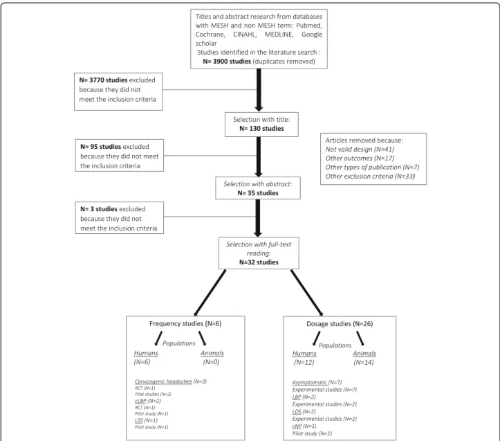 Fig. 1 Flowchart diagram. CGH: Cervicogenic Headache; LBP: Low back pain; LSS: Lumbar Spinal Stenosis; LDS: Lumbar Decompression Surgery