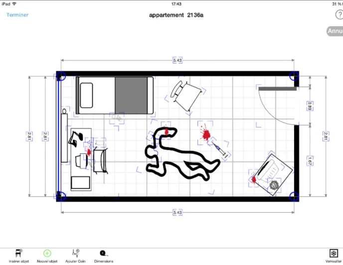 Figure 3 : Capture d’écran de l’application MagicPlan CSI® présentant un exemple de plan à  l’échelle