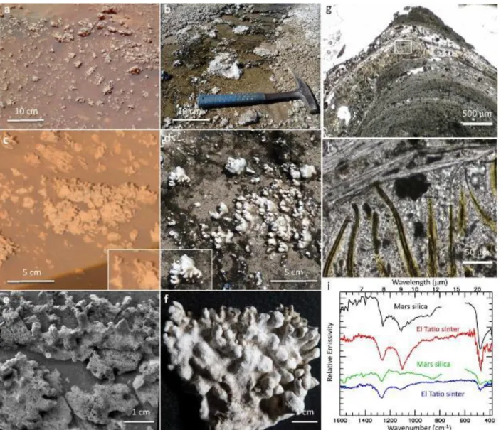 Figure 1.7:  Scale-integrated comparison of opaline silica in the Columbia Hills of Gusev Crater, Mars vs