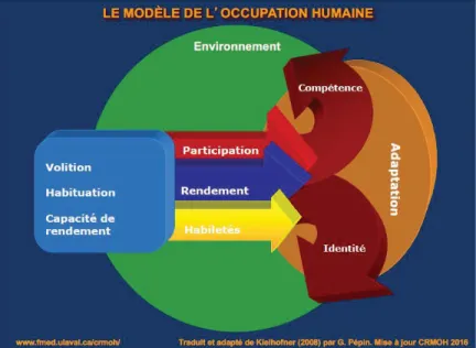 Figure 2. Modèle de l’occupation humaine. De « Le Modèle de l’occupation humaine » par  Centre de référence du modèle de l’occupation humaine (CRMOH), 2016, Centre de référence 