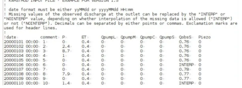 Figure 4: KarstMod input file example.