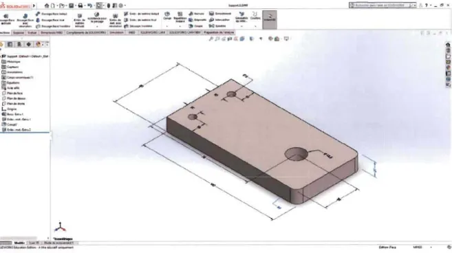 FIGURE  2.13  - Illustration de  l'arbre de  construction et des  paramètres d 'une  pièce  sous  SolidWorks  [50] 