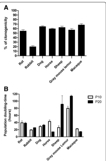 Fig. 2 Assessment of proliferative and clonogenic properties of OE-MSCs from different mammalian genera