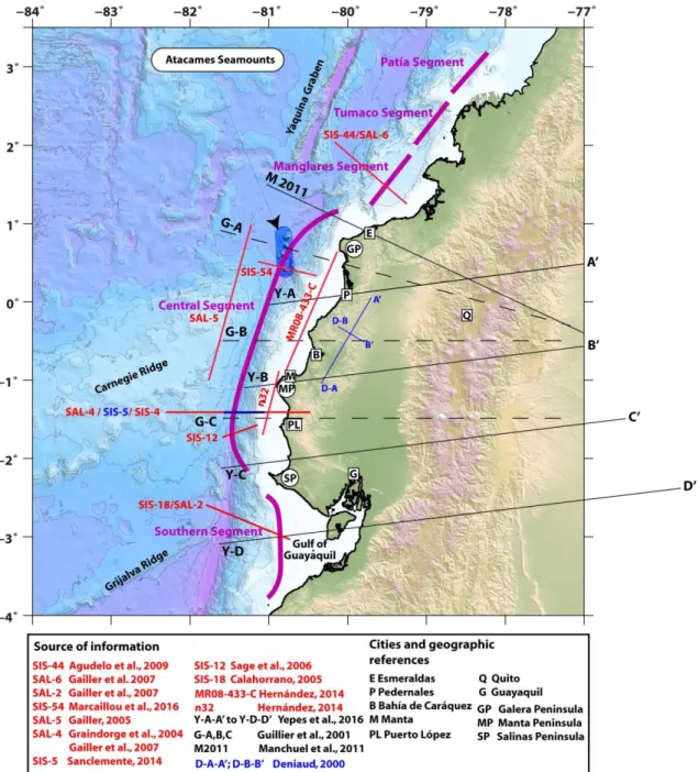 Figure 3.2-1 Location of the seismic lines used in this section. 