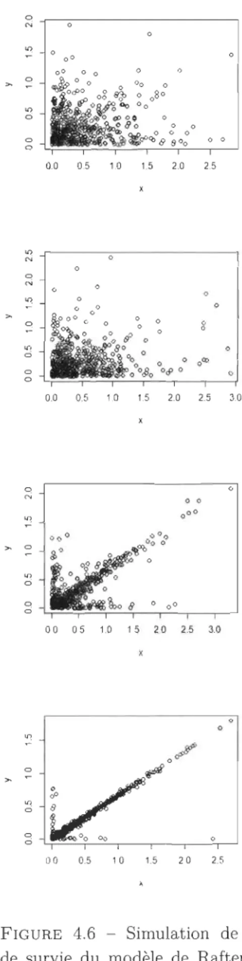 FIGURE  4.6  - Simulation  de  la  fonction  de  survie  du  modèle  de  Raftery  avec  e 