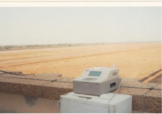 Figure 4.7. (a) and (b) Sampling site at the air traffic control tower of the Tamale Airport