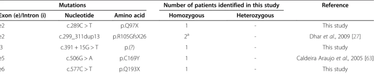 Table 2 Mutations in the GAMT gene