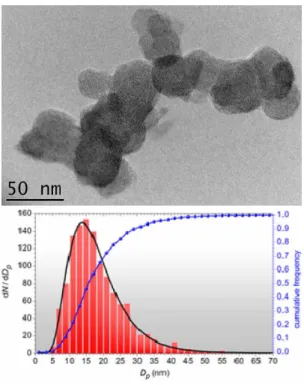 Figure 2.9: soot aggregate emitted from a SaM146 engine.size distribution of primary particles emitted from a SaM146 engine [16].