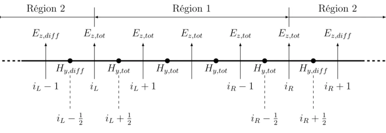 Figure 2.9 – Plan de coupe horizontal réalisé au niveau de l’interface entre les régions dites de champ total et de champ diffusé