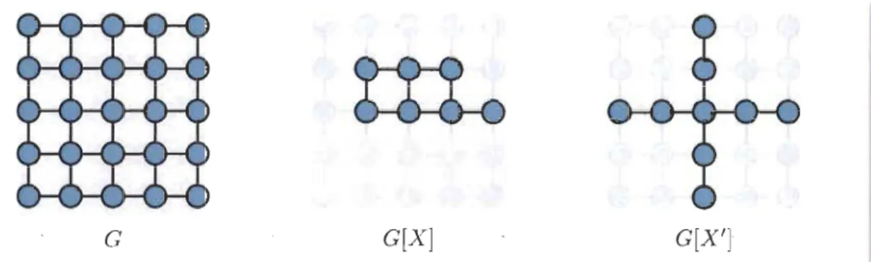 FIGURE  1 .4 - Un  sous-graphe induit et un  sous-arbre induit dans un  graphe G 
