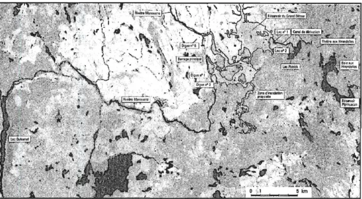 Figure 2.3  Image satellite de la zone de dérivation (BAPE, 2001) . 