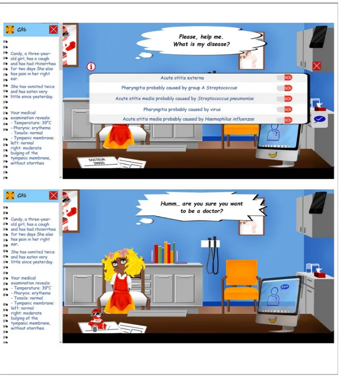 Fig. 2. AntibioGame® gameplay. At the beginning of the game, the patient record is displayed on the left