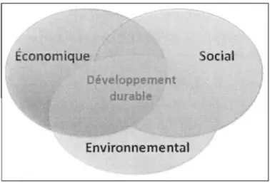 Figure  1.  J  Représentation des  dimensions  du développement  durable  Adaptée  de  (BNQ,  20  J  2) 