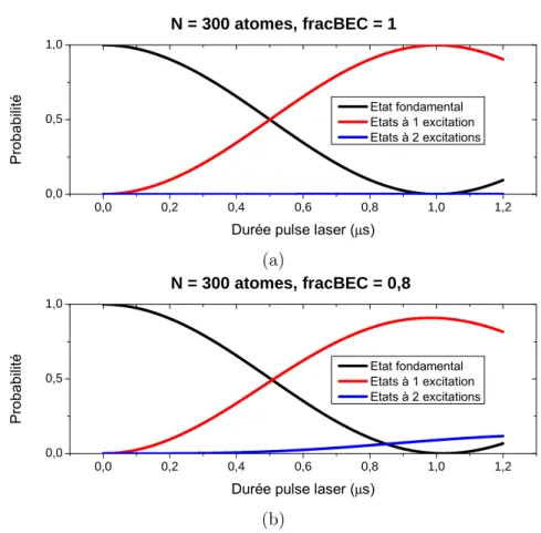 Figure I.10 – Simulation de l’évolution de l’excitation atomique vers le niveau | 60S i dans un BEC à 300 atomes