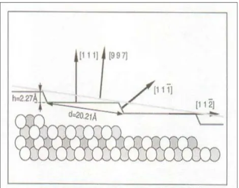 Figure 3.4 - Repr´ esentation sch´ ematique de la surface de Pt(997) vue de profil