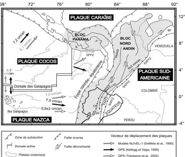Figure 3.1  Carte tectonique des Andes du Nord, modifiée d’après Ego et al. (1996),  Gutscher et al