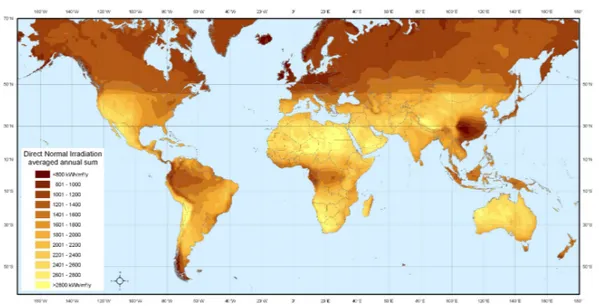 Figure 1.2.1 – Gisement annuel à la surface terrestre [Nasa 08]