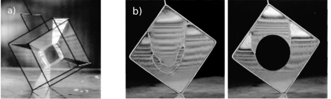 Figure 2.1 – Quelques expériences de surfaces minimales. Photos tirées de la réf. [13].