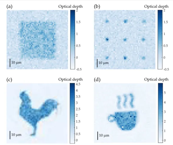 Figure 2.6 – Result of different in-plane trapping potentials on the atoms. All images are single-shots