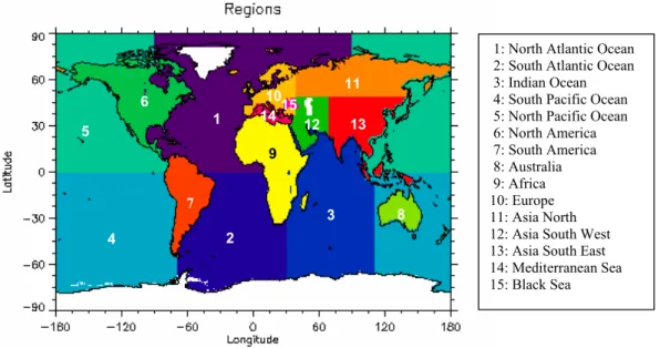Fig. 2. Geographical regions used in this study.