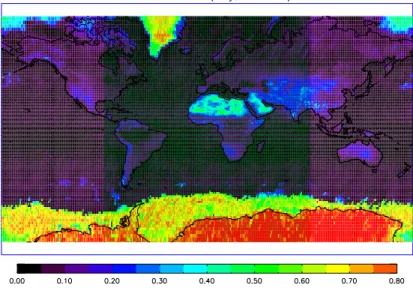 Fig. 7. Global map of the monthly mean GOME AAI for July 1997 as obtained by De Graaf et al