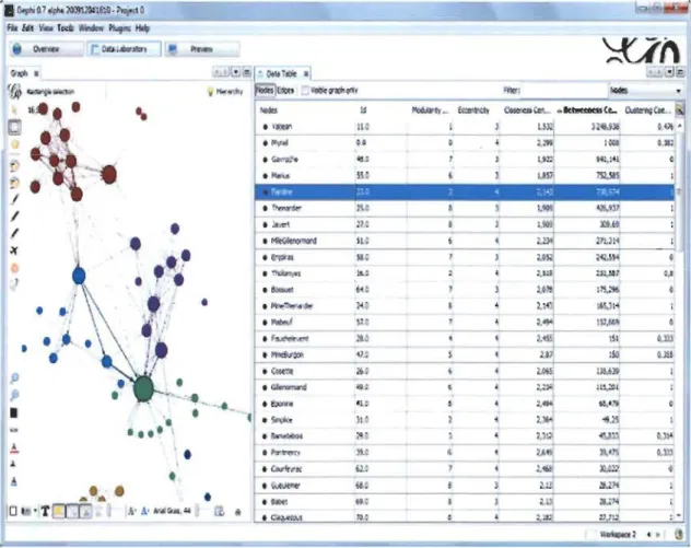 Figure 2.  6.Exemple de visualisation graphique avec GEPHI [25]. 