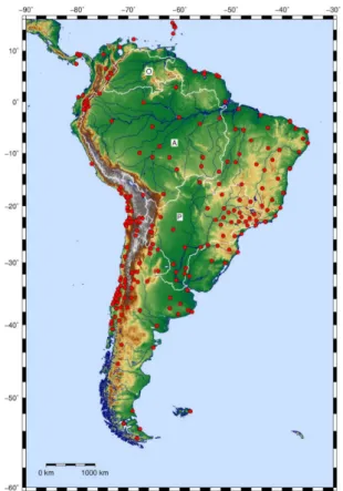Figure 4. Map of the 247 continuous GPS stations selected in South America used in this study.