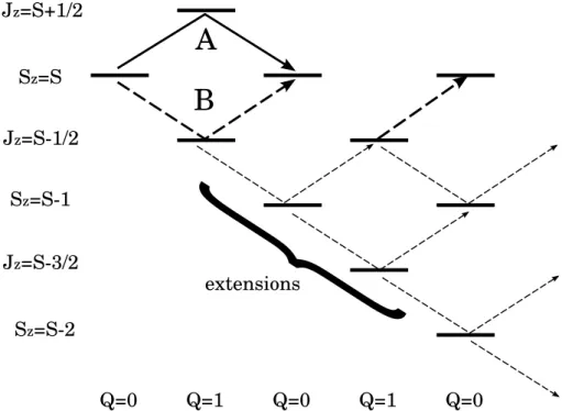 FIG. 2: Construction of all the possible sequences - type A and type B+extensions. A sequence starts and ends in the reference state, Q = 0, S z = S